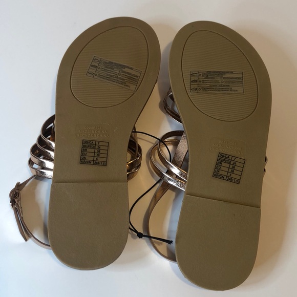 Rose Gold Faux Leather Strappy Sandals - Picture 6 of 6